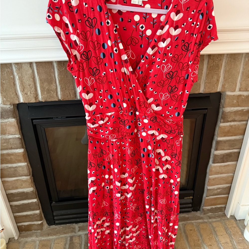 Boden Red Floral Patterned Dress